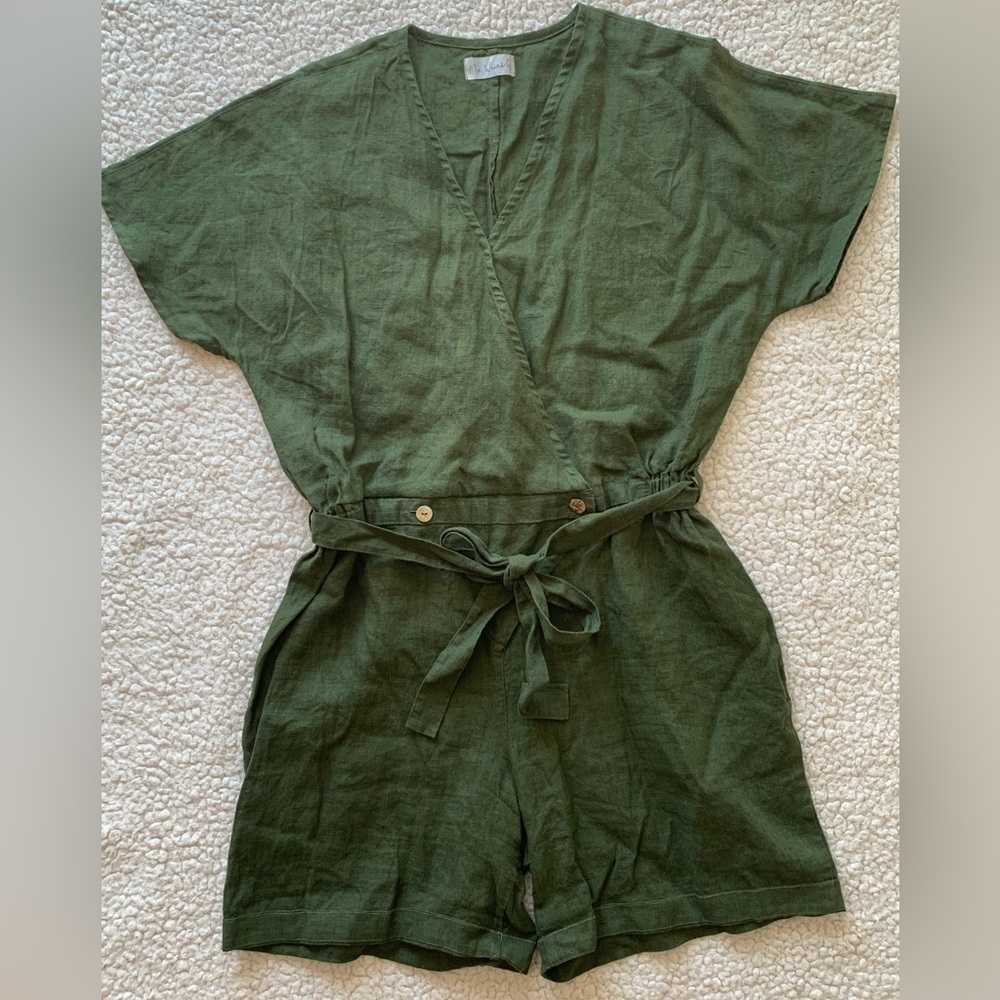 MS WRINKLE Olive Green Shorts Romper (US M)